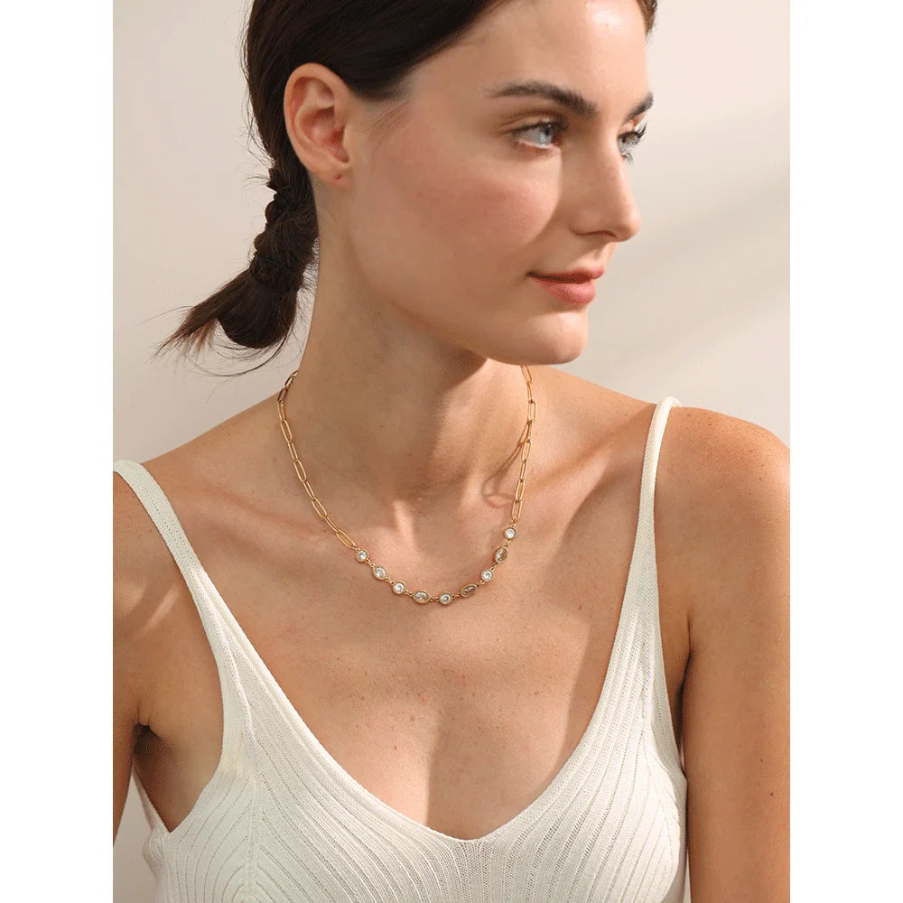 Shiny CZ Chain Necklace 