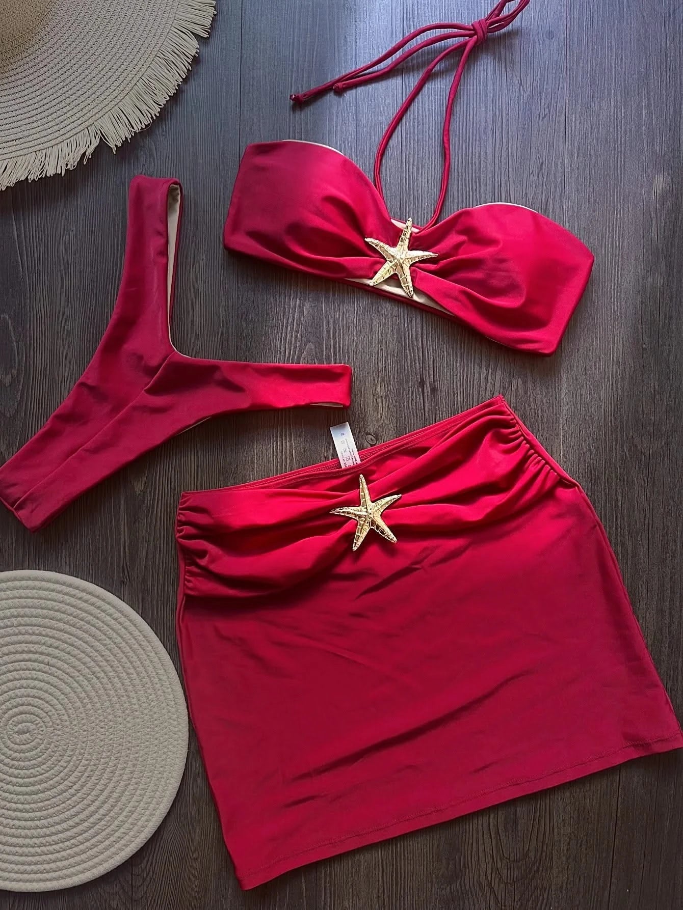 Shiny Gold Starfish Bikini Set - Beach Chic 