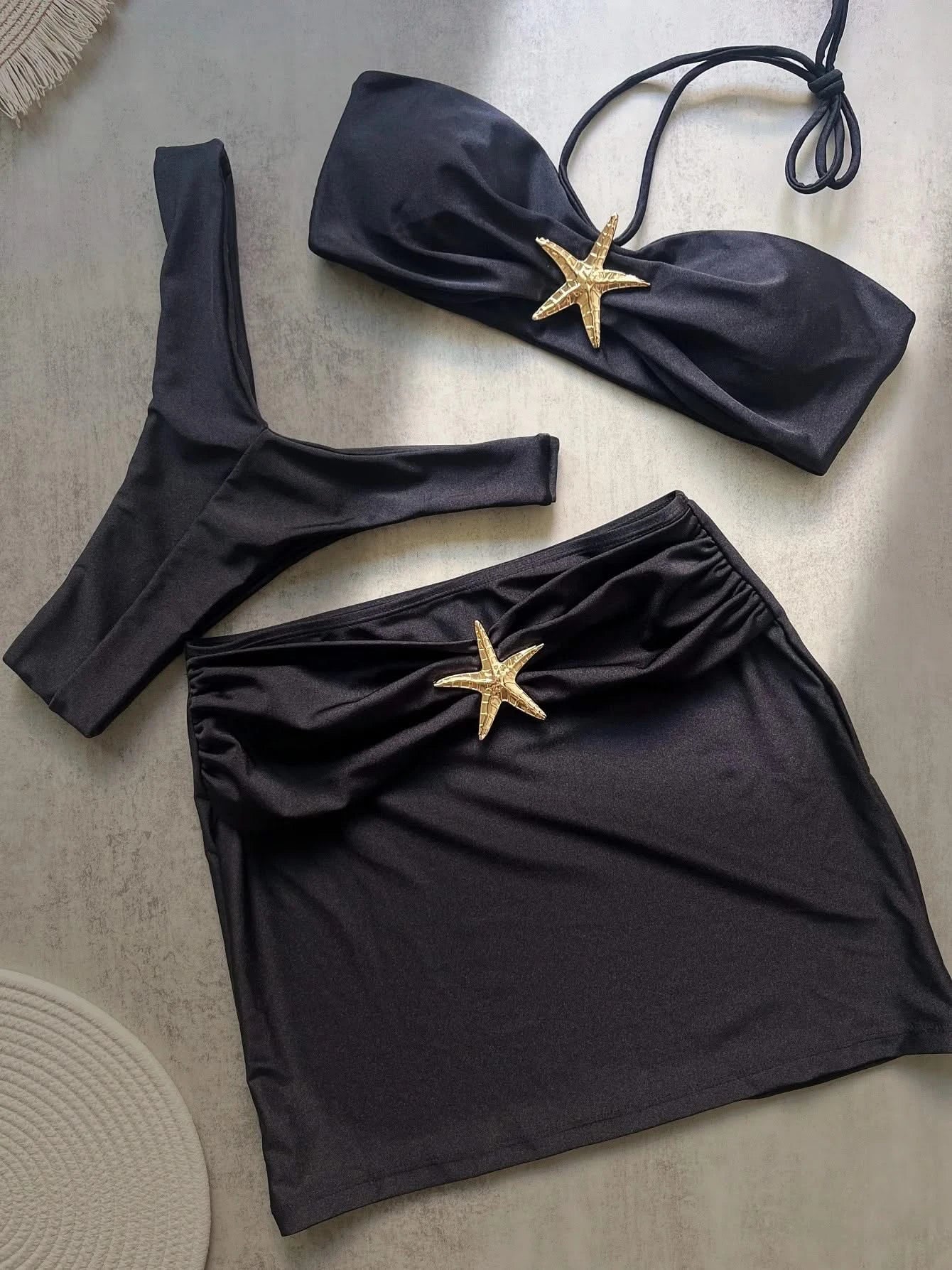 Shiny Gold Starfish Bikini Set - Beach Chic 
