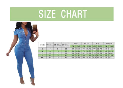 Short Sleeve Denim Jumpsuit - Size details
