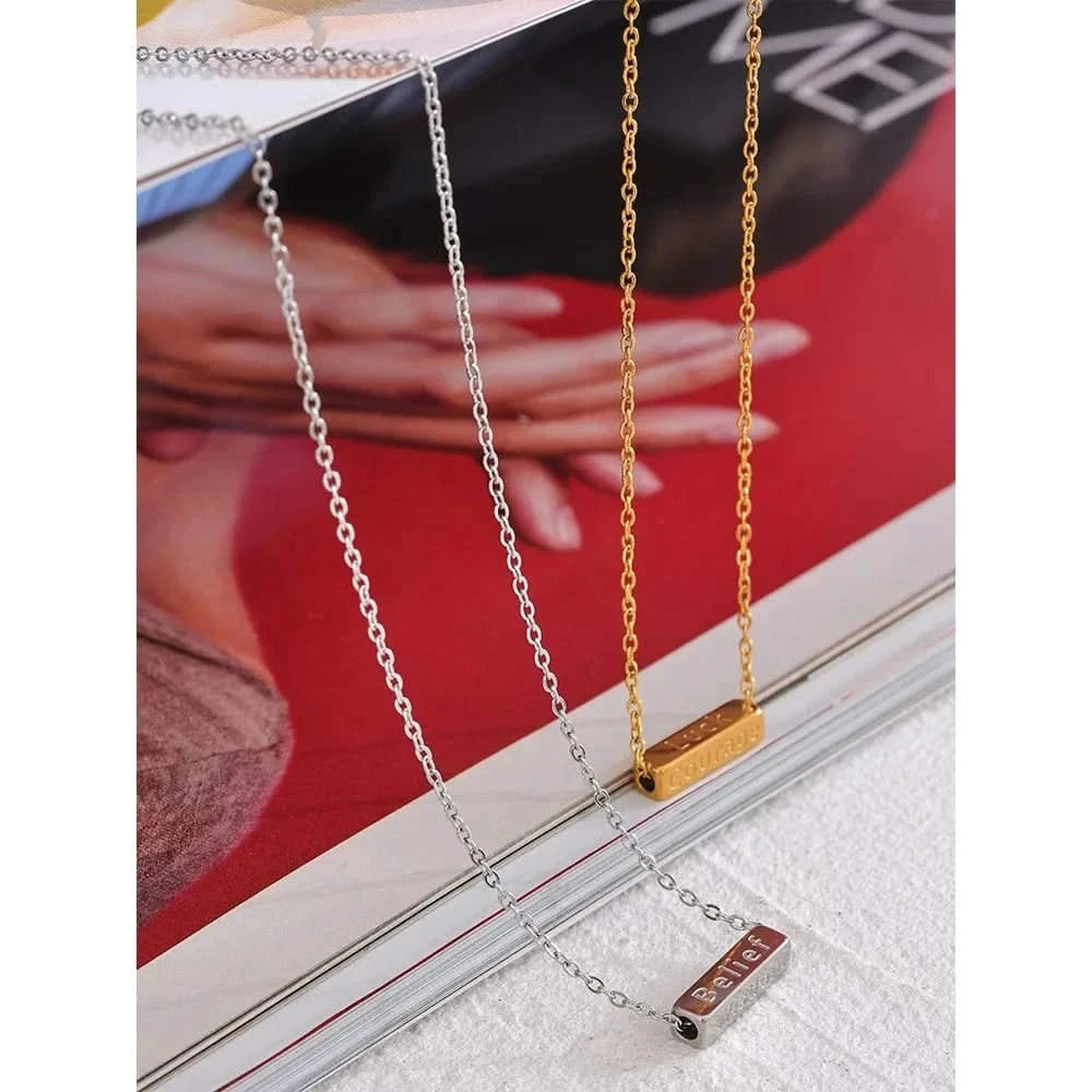 Side details of Gold and Silver Bar Necklaces