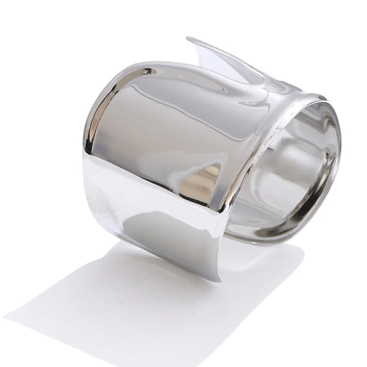Silver Glossy Stainless Steel Wide Bracelet