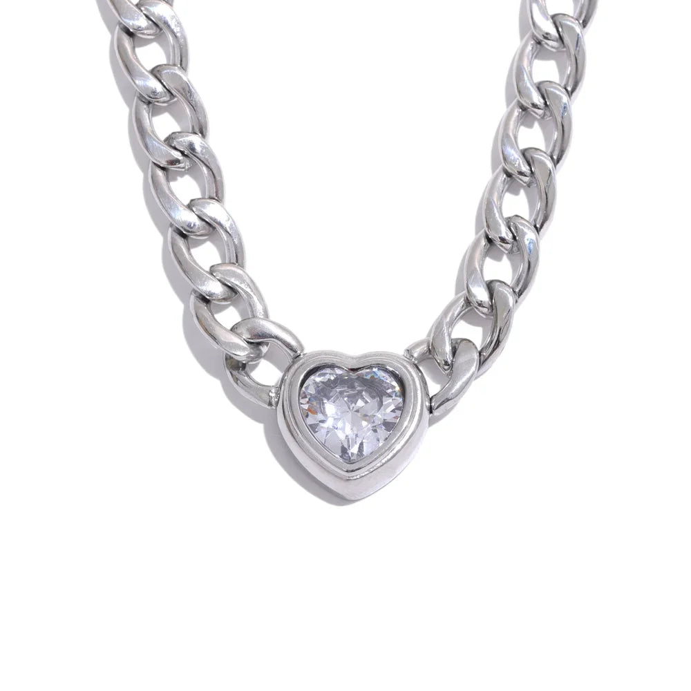 Silver Heart Pendant - Elegant Chain Necklace