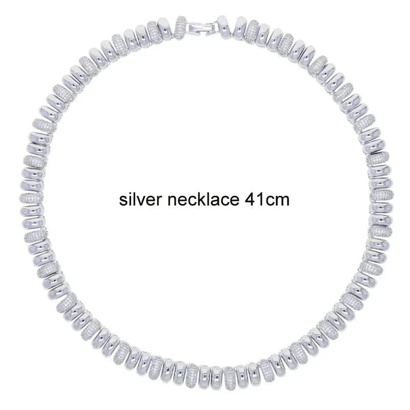 Silver Paved Snake Chain Necklace