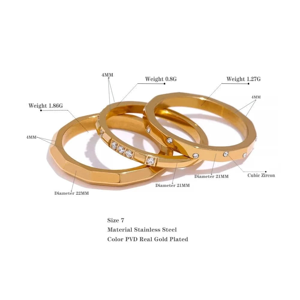Size and material details of Gold Stacking Rings