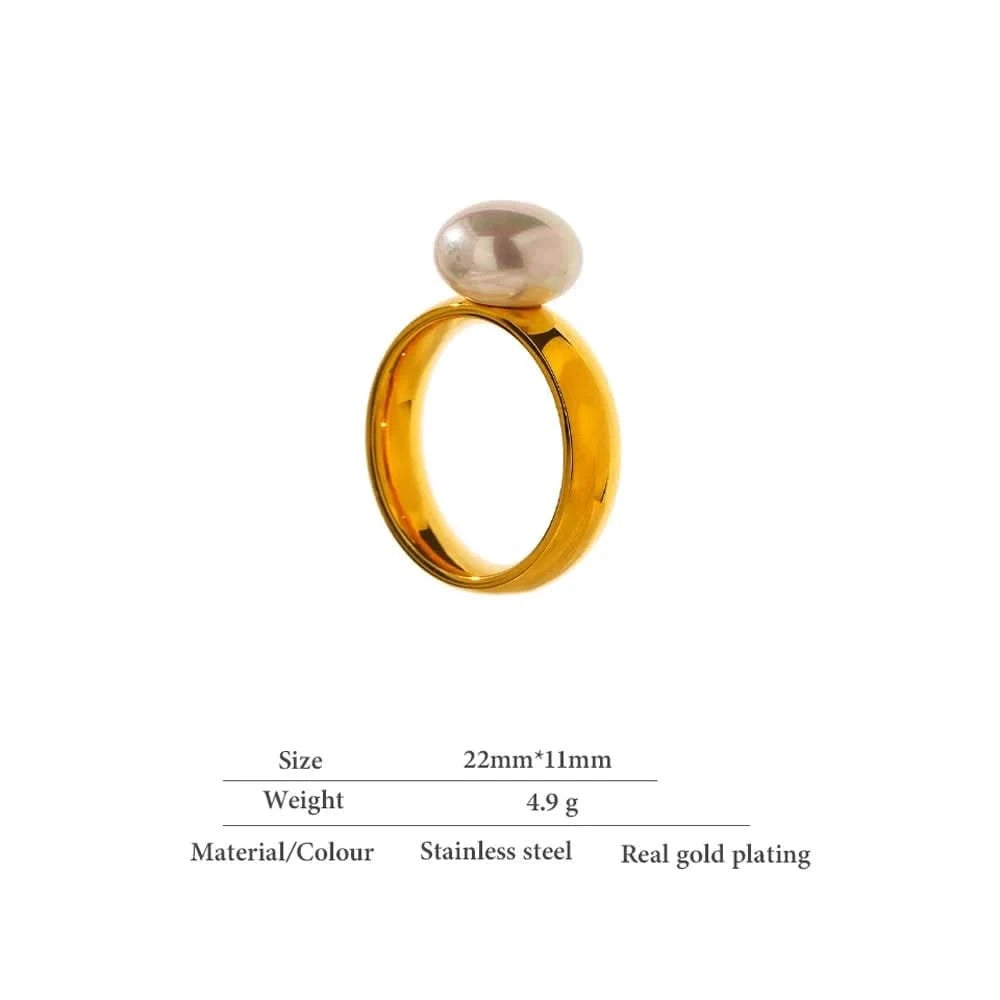 Size details of Gold Pearl Dome Ring