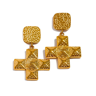 Square Cross Classic Drop Earrings - Mabel Love