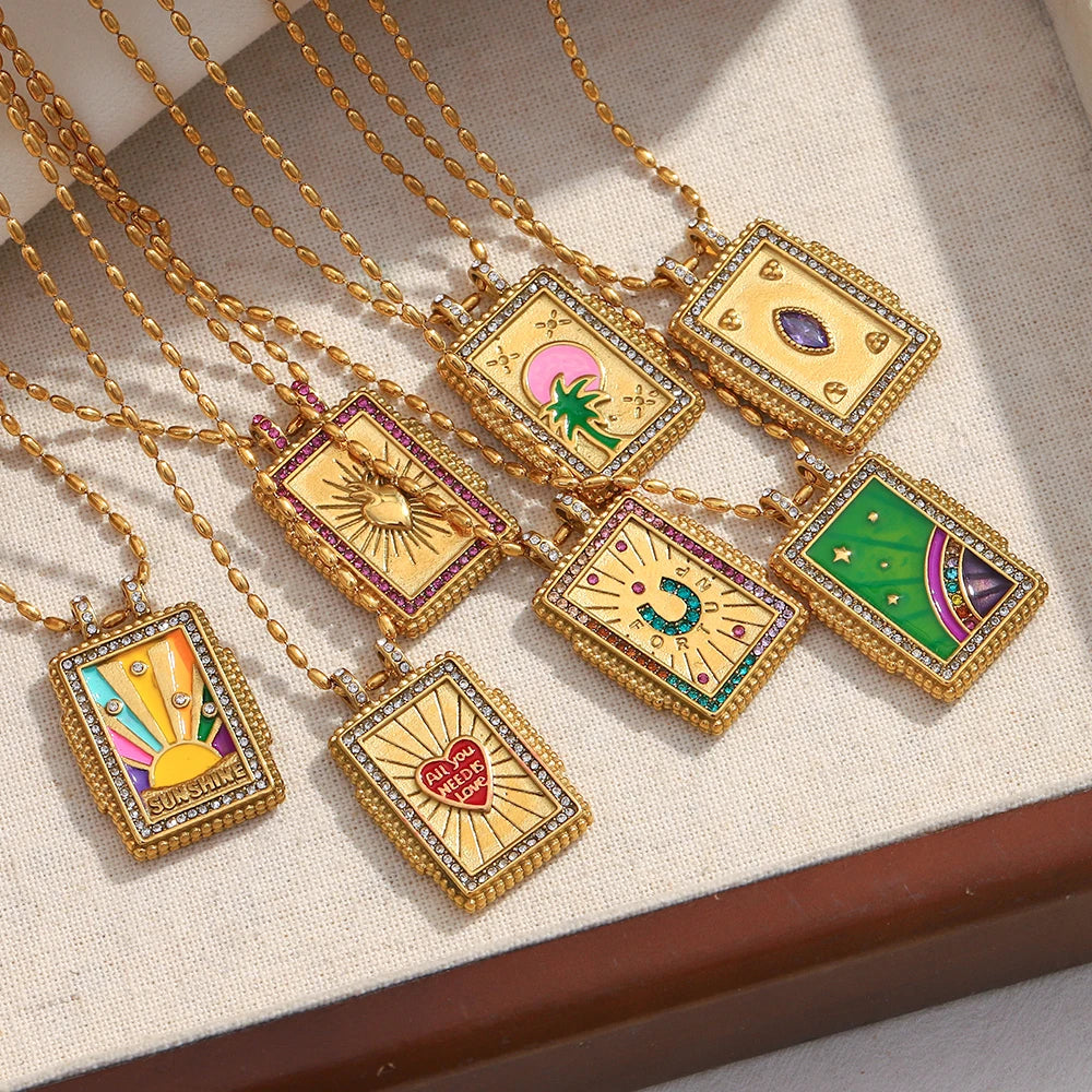 Square Zircon Pendant Necklace