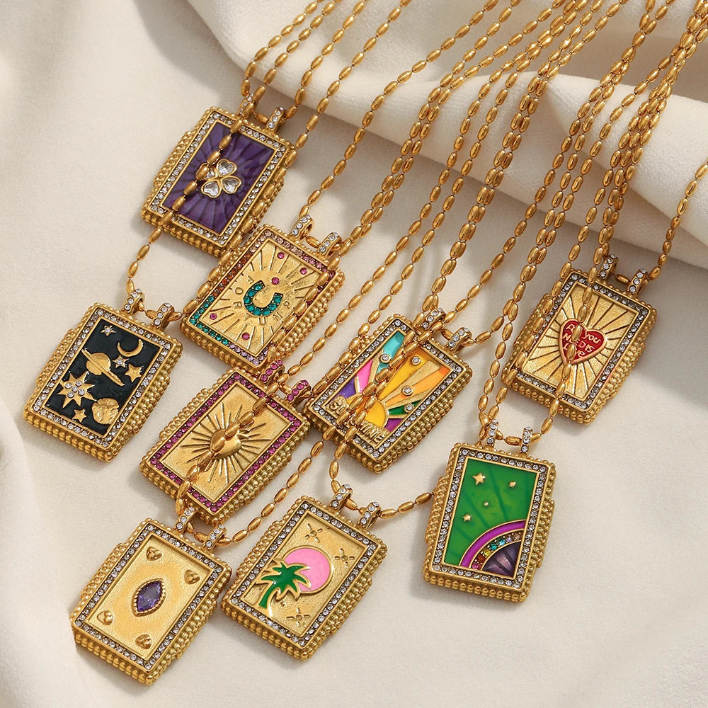 Square Zircon Pendant Necklace