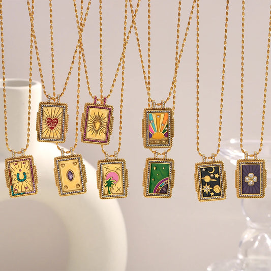Square Zircon Pendant Necklace