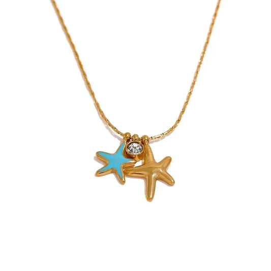 Starfish and Cubic Zirconia Pendant Necklace - mabel love