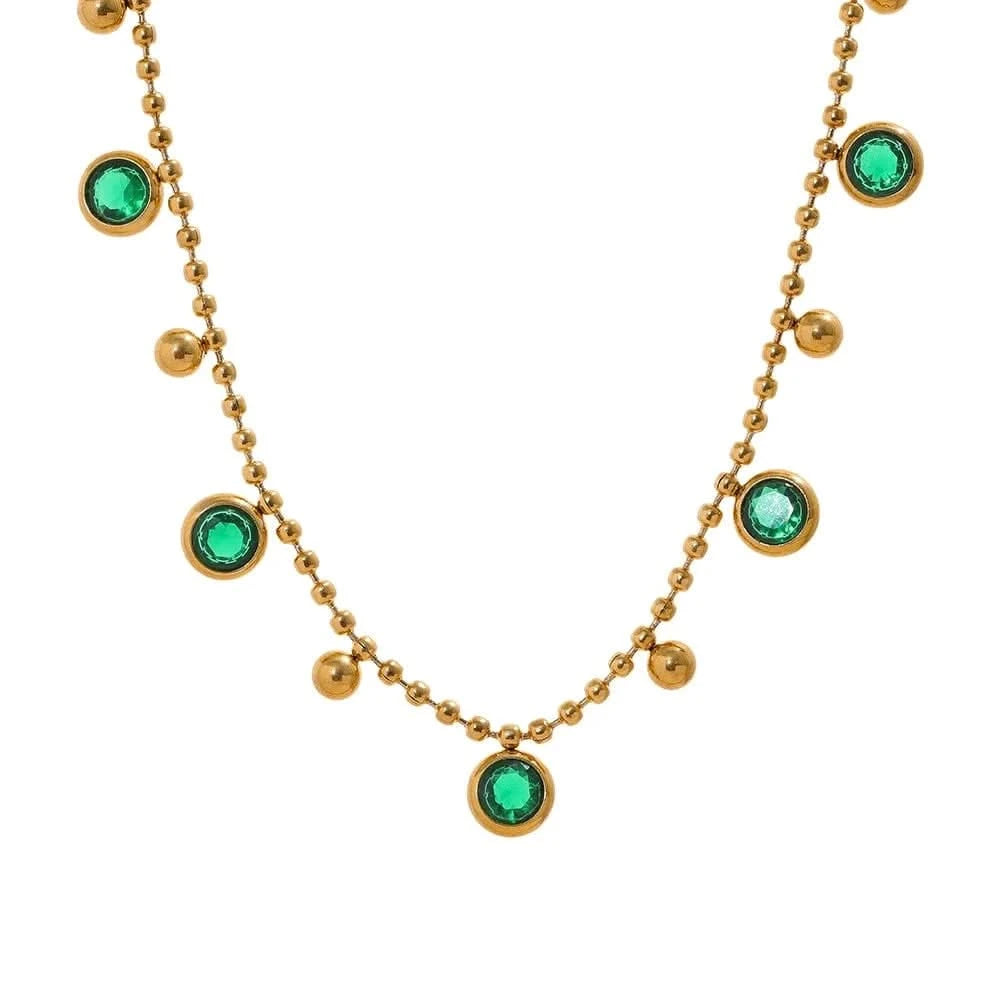 Station Green CZ Necklaces