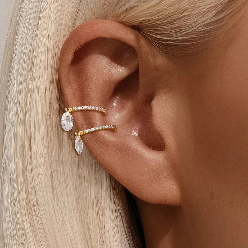 Sterling Silver Water Drop Cuff Earring - Elegant Gift