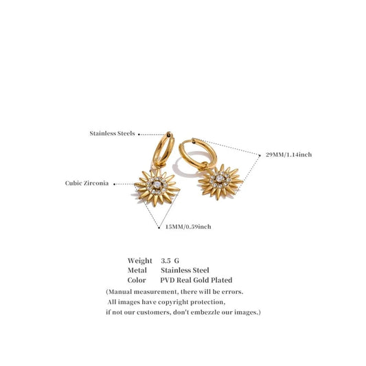 Sun Drop Hoop Earrings - Exquisite Zirconia Sparkle 