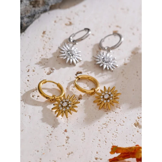 Sun Drop Hoop Earrings - Exquisite Zirconia Sparkle 