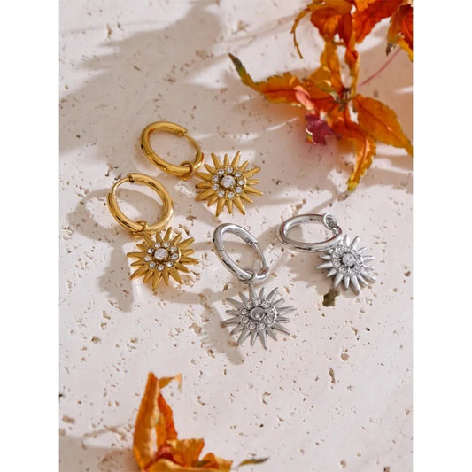 Sun Drop Hoop Earrings - Exquisite Zirconia Sparkle 