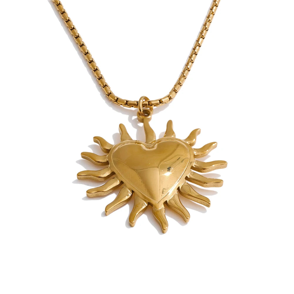 Sun Heart Pendant Necklace 