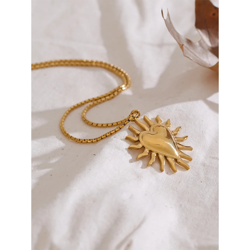 Sun Heart Pendant Necklace 