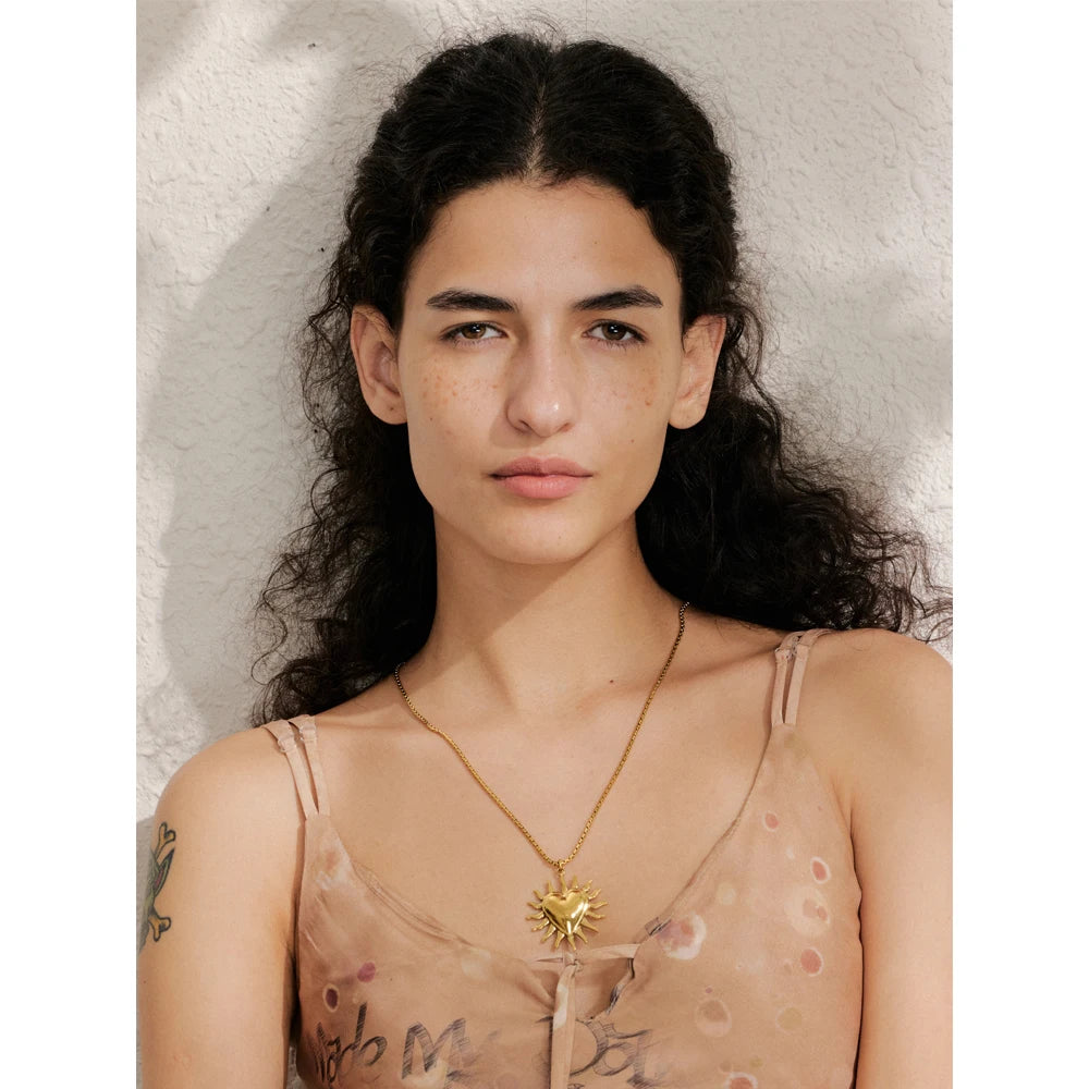 Sun Heart Pendant Necklace 