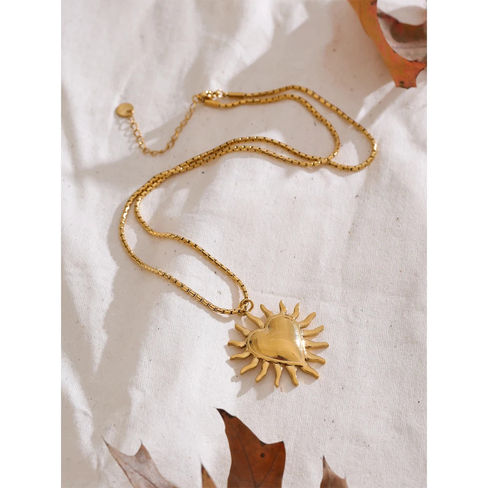 Sun Heart Pendant Necklace 