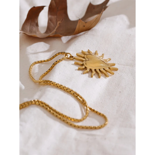 Sun Heart Pendant Necklace 