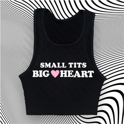 Tank Top Black Small Tits Big Heart Graphic Tee