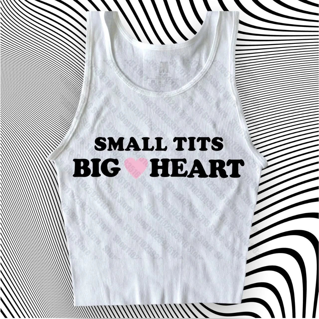 Tank Top White Small Tits Big Heart Graphic Tee