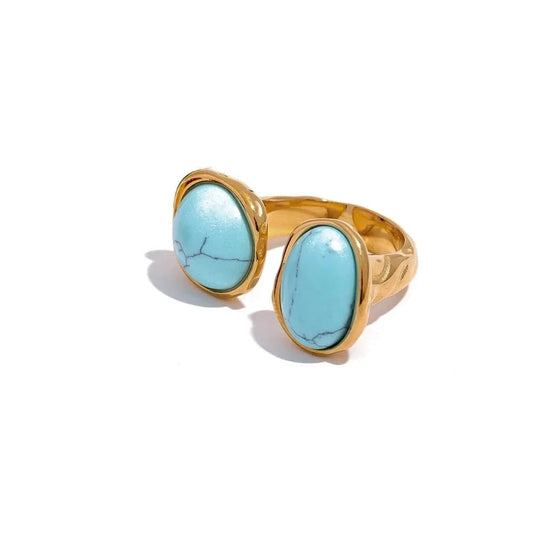 Turquoise Two-Gemstone Gold Rings