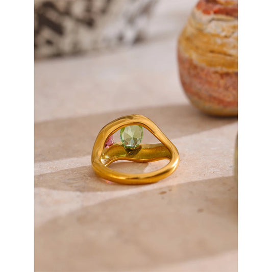 Unique Lip Design Ring – Golden Plated Stainless Steel