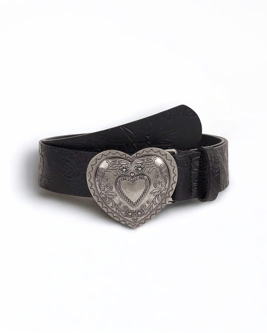 Vintage-Inspired Heart Buckle Belt