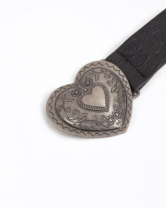 Vintage-Inspired Heart Buckle Belt