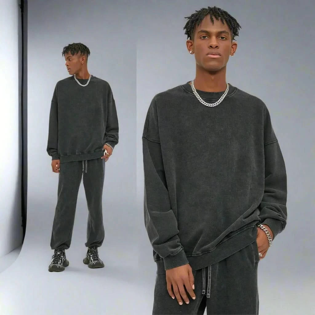 Washed Crewneck Sweatshirts - Black