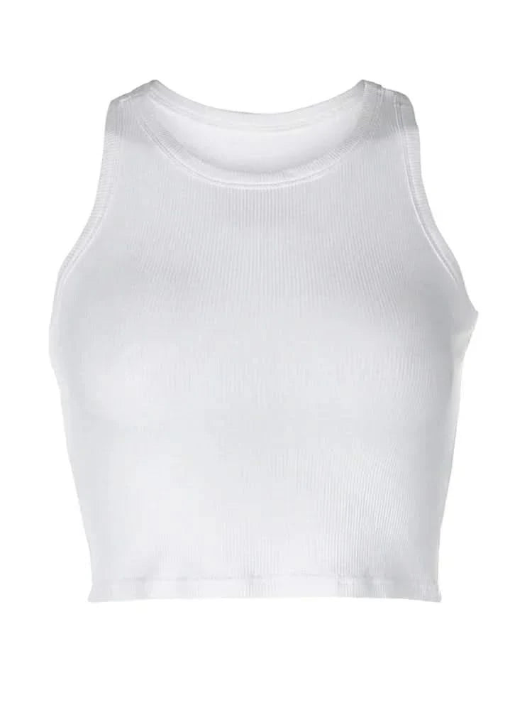 White Cropped Tank Top
