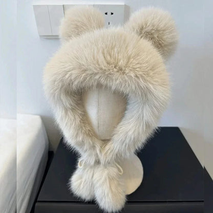 White Faux Fur Earflap Hat