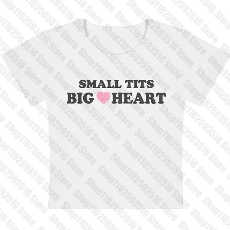 White Small Tits Big Heart Graphic Tee 