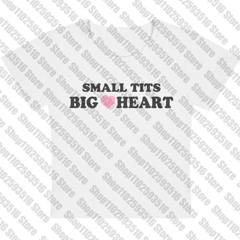 White Small Tits Big Heart Graphic Tee - Another sample
