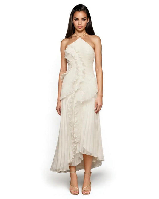 White Solid Square Neck Summer Dress 2