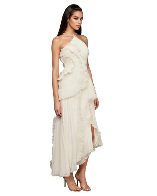 White Solid Square Neck Summer Dress 2