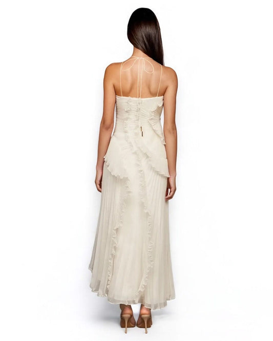 White Solid Square Neck Summer Dress 4