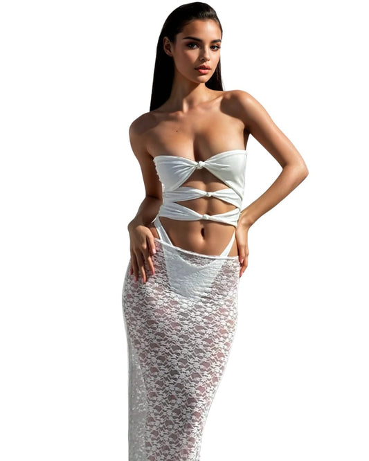 White Strapless Bikini Set - Sexy Summer Swimwear
