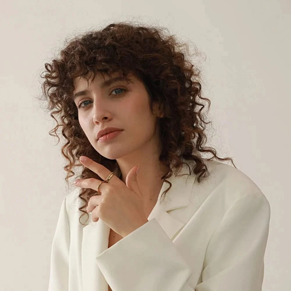 Woman wearing her Gold Stacking Rings
