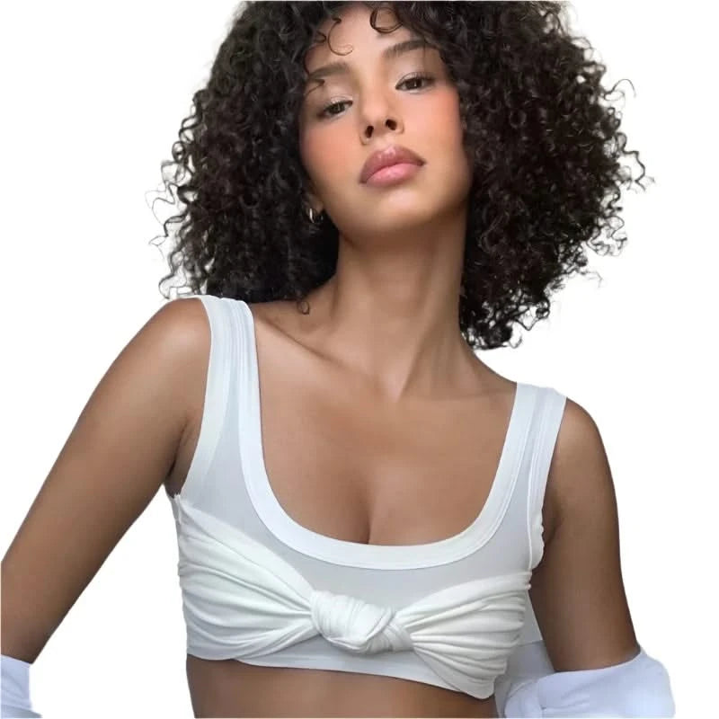 Woman wearing her Square Neck Tank Tops