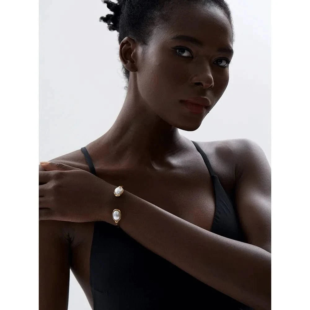 Woman wearing of Pearl Cuff Bracelet