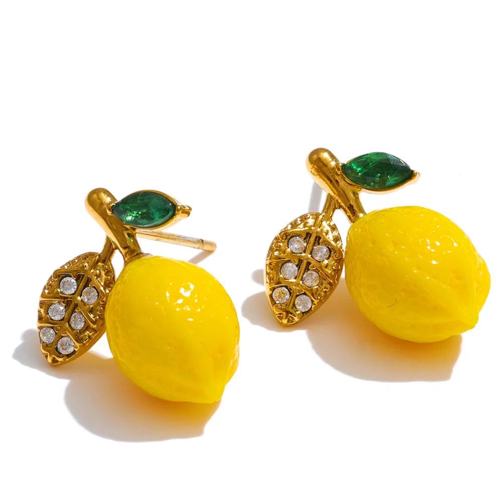 Yellow Zirconia Lemon Earrings
