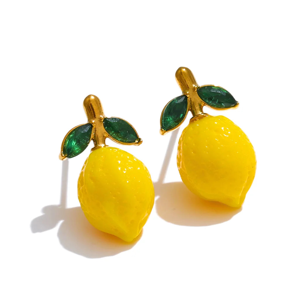 Yellow Zirconia Lemon Earrings