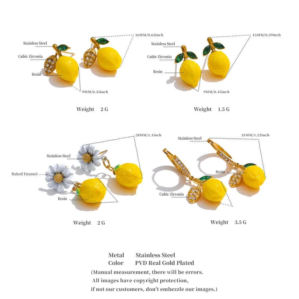Yellow Zirconia Lemon Earrings
