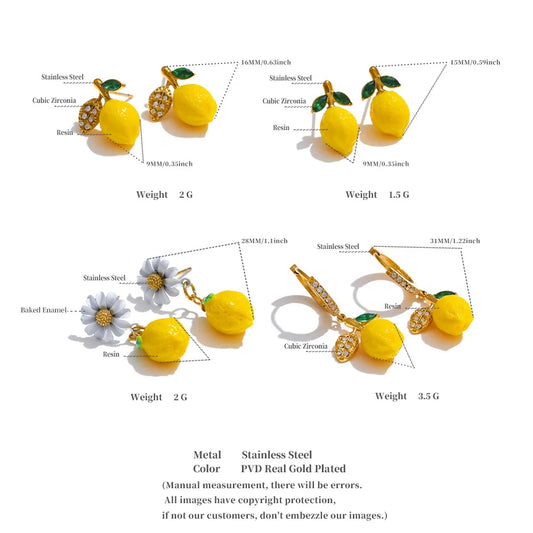 Yellow Zirconia Lemon Earrings