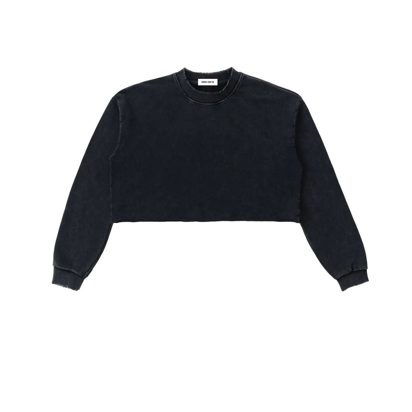 Cries Easily Washed Raw Edge Cropped Sweatshirt