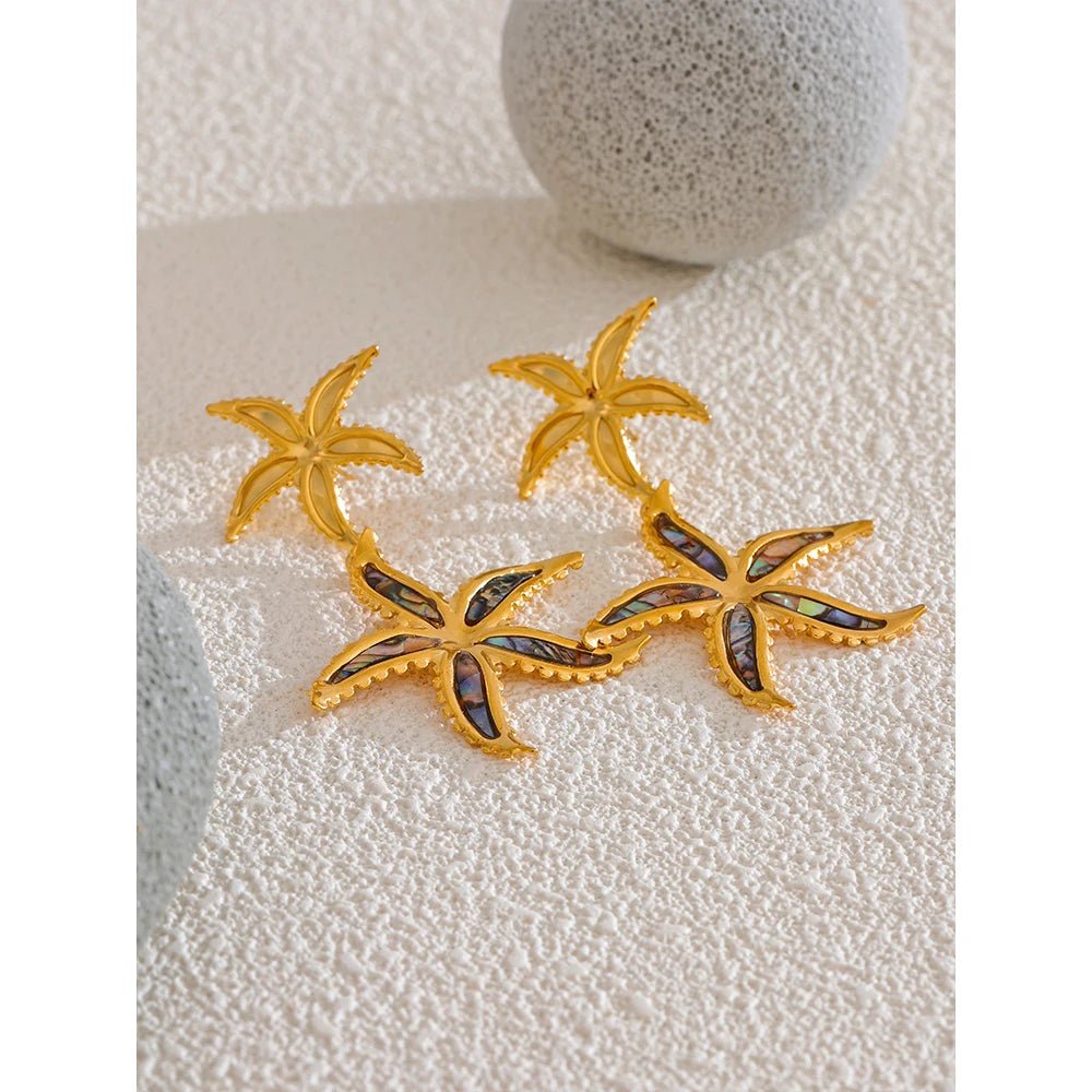 Abalone Shell Starfish Drop Earrings