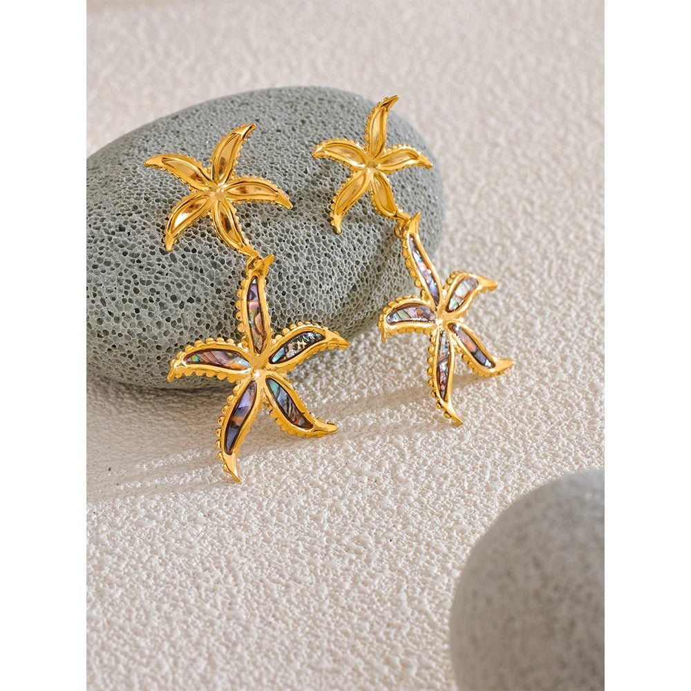 Abalone Shell Starfish Drop Earrings